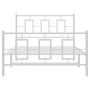 Metal bed frame with headboard and footboard white 107x203 cm by , Beds and slatted bases - Ref: Foro24-374304, Price: 91,99 ...