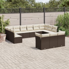 Gartensofa-Set mit Kissen 13-teilig aus braunem PE-Rattan von , Gartensets - Ref: Foro24-3218453, Preis: 886,08 €, Rabatt: %