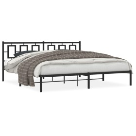 Bed frame with black metal headboard 200x200 cm by , Beds and slatted bases - Ref: Foro24-374248, Price: 125,99 €, Discount: %