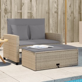 2-Sitzer-Gartensofa mit Kissen, beiges synthetisches Rattan von , Outdoor-Sofas - Ref: Foro24-365136, Preis: 312,69 €, Rabatt: %