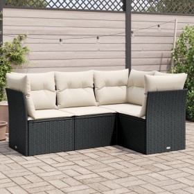 4-teilige Gartensofagarnitur mit schwarzen synthetischen Rattankissen von , Gartensets - Ref: Foro24-3249415, Preis: 261,95 €...