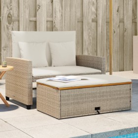 Gartensofa mit Kissen 2-Sitzer aus Rattan und beigem Akazienholz von , Outdoor-Sofas - Ref: Foro24-365143, Preis: 334,99 €, R...