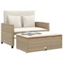 Garden sofa with cushions 2 seater rattan and beige acacia wood by , Outdoor sofas - Ref: Foro24-365143, Price: 338,74 €, Dis...