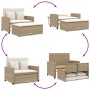 Garden sofa with cushions 2 seater rattan and beige acacia wood by , Outdoor sofas - Ref: Foro24-365143, Price: 338,74 €, Dis...