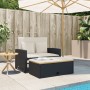 Gartensofa mit Kissen 2-Sitzer aus Rattan und schwarzem Akazienholz von , Outdoor-Sofas - Ref: Foro24-365141, Preis: 284,37 €...