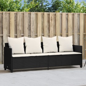 Sun lounger with black synthetic rattan cushions by , Loungers - Ref: Foro24-368344, Price: 228,99 €, Discount: %