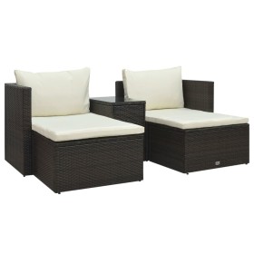 Set muebles de jardín 5 piezas y cojines ratán sintético marrón de vidaXL, Conjuntos de jardín - Ref: Foro24-47812, Precio: 3...