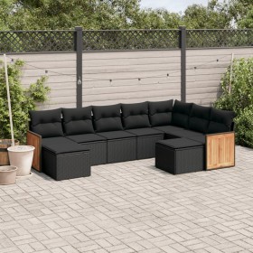 8-teiliges Gartensofa-Set und schwarze synthetische Rattankissen von , Gartensets - Ref: Foro24-3260620, Preis: 584,55 €, Rab...