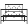 Bed frame with headboard and black metal footboard 100x190cm by , Beds and slatted bases - Ref: Foro24-376238, Price: 81,34 €...