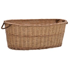 Cesta para leña con asas de transporte sauce natural 88x57x34cm de vidaXL, Bolsas y soportes de leña - Ref: Foro24-286984, Pr...