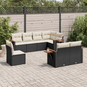 8-teiliges Gartensofa-Set und schwarze synthetische Rattankissen von , Gartensets - Ref: Foro24-3259403, Preis: 553,77 €, Rab...