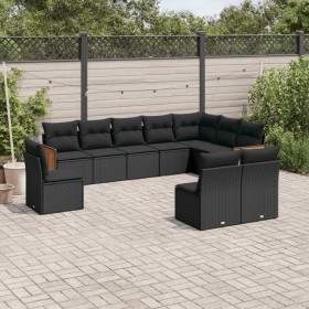 Garden sofa set 10 pieces with black synthetic rattan cushions by , Garden sets - Ref: Foro24-3260151, Price: 647,60 €, Disco...