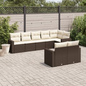 8-teilige Gartensofagarnitur und braune synthetische Rattankissen von , Modulare Sofas für den Außenbereich - Ref: Foro24-325...