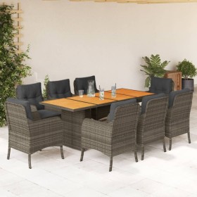 Garden dining set 9 pieces and gray synthetic rattan cushions by , Garden sets - Ref: Foro24-3211899, Price: 1,00 €, Discount: %