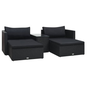 5-teiliges Gartenmöbel-Set und schwarze synthetische Rattankissen von vidaXL, Gartensets - Ref: Foro24-47813, Preis: 383,90 €...