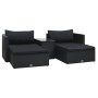 Set muebles de jardín 5 piezas y cojines ratán sintético negro de vidaXL, Conjuntos de jardín - Ref: Foro24-47813, Precio: 38...