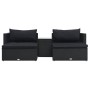 Set muebles de jardín 5 piezas y cojines ratán sintético negro de vidaXL, Conjuntos de jardín - Ref: Foro24-47813, Precio: 38...