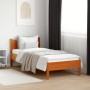 Solid wax brown pine wood bed frame 100x200 cm by , Beds and slatted bases - Ref: Foro24-844736, Price: 93,27 €, Discount: %