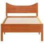 Solid wax brown pine wood bed frame 100x200 cm by , Beds and slatted bases - Ref: Foro24-844736, Price: 93,27 €, Discount: %