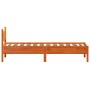 Solid wax brown pine wood bed frame 100x200 cm by , Beds and slatted bases - Ref: Foro24-844736, Price: 93,27 €, Discount: %