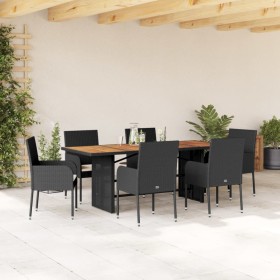 7-piece garden dining set and black synthetic rattan cushions by , Garden sets - Ref: Foro24-3213510, Price: 497,37 €, Discou...