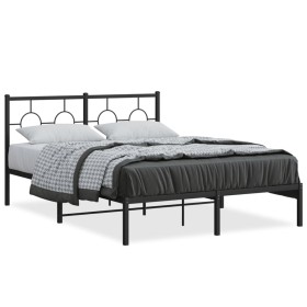 Bed frame with black metal headboard 140x200 cm by , Beds and slatted bases - Ref: Foro24-376227, Price: 101,25 €, Discount: %