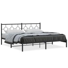 Bed frame with black metal headboard 200x200 cm by , Beds and slatted bases - Ref: Foro24-376233, Price: 114,43 €, Discount: %