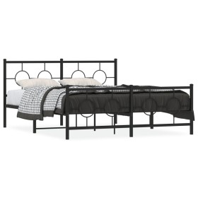 Black metal headboard and footboard bed frame 150x200 cm by , Beds and slatted bases - Ref: Foro24-376246, Price: 120,99 €, D...