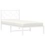 Metal bed frame with white headboard 90x190 cm by , Beds and slatted bases - Ref: Foro24-376267, Price: 68,45 €, Discount: %