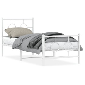 Metal bed frame with headboard and footboard white 80x200 cm by , Beds and slatted bases - Ref: Foro24-376284, Price: 74,99 €...