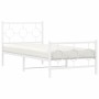 Estructura cama metal con cabecero y pie cama blanca 90x200 cm de , Camas y somieres - Ref: Foro24-376286, Precio: 80,99 €, D...