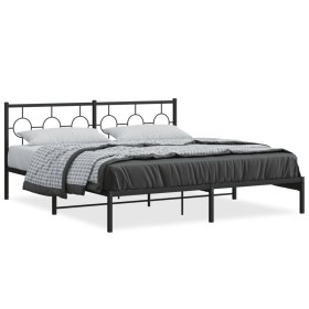 Estructura de cama con cabecero metal negro 183x213 cm de , Camas y somieres - Ref: Foro24-376231, Precio: 106,99 €, Descuent...