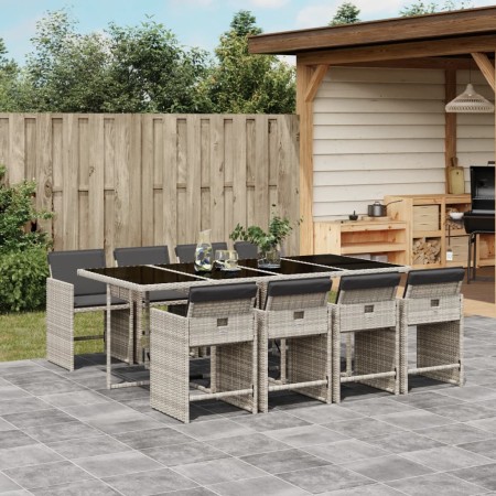 Garten-Essgruppe 9-teilig mit hellgrauen synthetischen Rattankissen von , Gartensets - Ref: Foro24-3211103, Preis: 714,99 €, ...