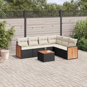 7-teiliges Garten-Essset und schwarze Kissen aus synthetischem Rattan von , Gartensets - Ref: Foro24-3260089, Preis: 447,63 €...