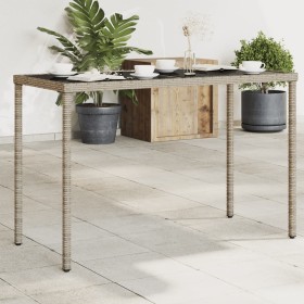 Garden table glass surface PE rattan gray 115x54x74 cm by , Garden tables - Ref: Foro24-365073, Price: 65,91 €, Discount: %