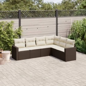 6-teilige Gartensofagarnitur und braune synthetische Rattankissen von , Gartensets - Ref: Foro24-3219003, Preis: 420,38 €, Ra...