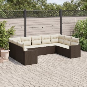 9-teiliges Gartensofa-Set und braune Kissen aus synthetischem Rattan von , Gartensets - Ref: Foro24-3219393, Preis: 603,33 €,...