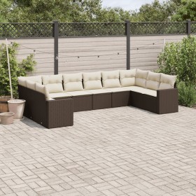 10-teilige Gartensofagarnitur und braune synthetische Rattankissen von , Modulare Sofas für den Außenbereich - Ref: Foro24-32...