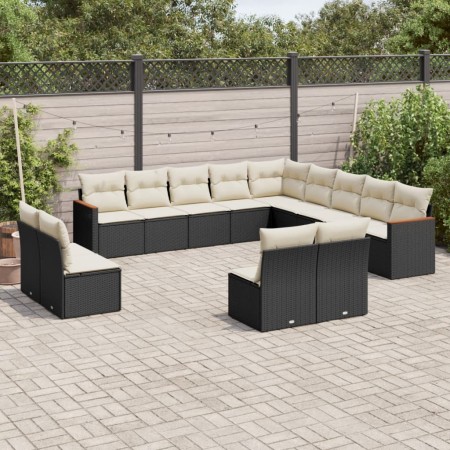 Gartensofa- und Kissenset 13-teilig aus schwarzem synthetischem Rattan von , Gartensets - Ref: Foro24-3258885, Preis: 735,99 ...