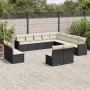 Garden sofa and cushion set 13 pieces black synthetic rattan by , Garden sets - Ref: Foro24-3258885, Price: 739,89 €, Discoun...