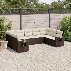 9-teiliges Gartensofa-Set und braune Kissen aus synthetischem Rattan von , Gartensets - Ref: Foro24-3252940, Preis: 599,99 €,...