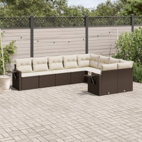 9-teiliges Gartensofa-Set und braune Kissen aus synthetischem Rattan von , Gartensets - Ref: Foro24-3252980, Preis: 619,59 €,...