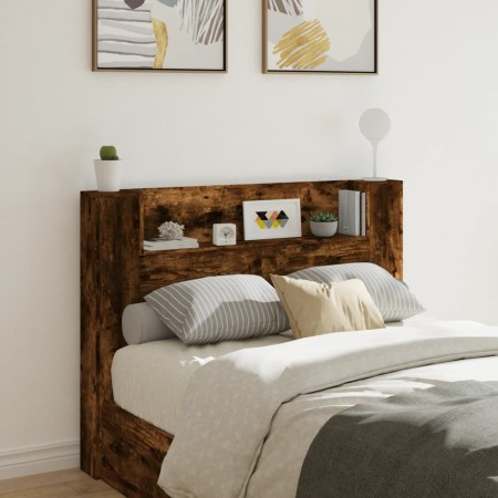 Bed headboard with LED light smoked oak 140x16.5x103.5 cm by , Headboards and footboards - Ref: Foro24-839249, Price: 100,99 ...