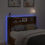 Cabecero de cama con luz LED roble ahumado 140x16,5x103,5 cm de , Cabeceros y pies de cama - Ref: Foro24-839249, Precio: 101,...