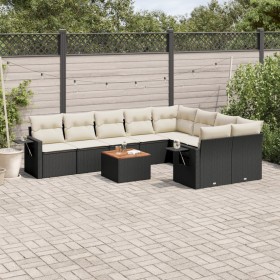 Gartensofa-Set 10-teilig mit schwarzen synthetischen Rattankissen von , Gartensets - Ref: Foro24-3257050, Preis: 607,02 €, Ra...