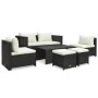 Set muebles de jardín 6 piezas y cojines ratán sintético marrón de vidaXL, Conjuntos de jardín - Ref: Foro24-47808, Precio: 5...