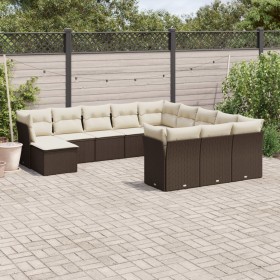 Garden sofa and cushion set 12 pieces brown synthetic rattan by , Garden sets - Ref: Foro24-3218633, Price: 789,69 €, Discoun...