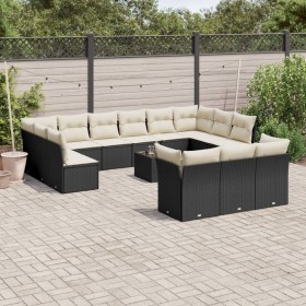 14-teiliges Gartensofa-Set mit schwarzen synthetischen Rattankissen von , Gartensets - Ref: Foro24-3250295, Preis: 846,99 €, ...