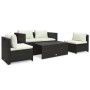 Set muebles de jardín 6 piezas y cojines ratán sintético marrón de vidaXL, Conjuntos de jardín - Ref: Foro24-47808, Precio: 5...