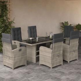 Garten-Essgruppe 7-teilig und hellgraue Kissen aus synthetischem Rattan von , Gartensets - Ref: Foro24-3212498, Preis: 1,00 €...